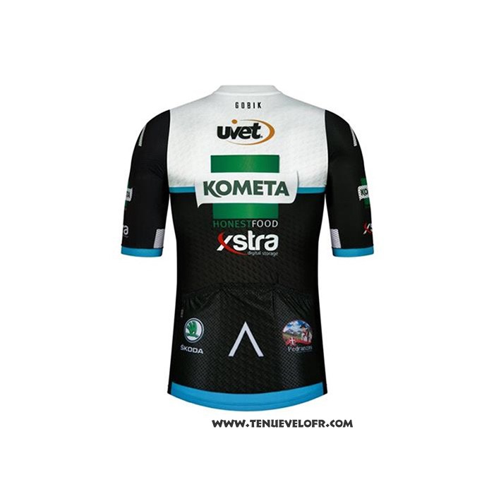 2020 Maillot Ciclismo Kometa Xstra Noir Blanc Vert Manches Courtes et Cuissard